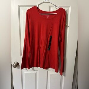 Banana Republic Orange Red Casual Layer Women XL Timeless Tee NWT Long Sleeves